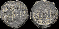 Byzantine follis Justin II and Sophia AE follis large M -