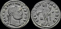 Roman follis Galerius AE follis Genius standing left -