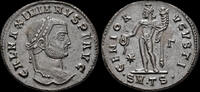 Roman follis Galerius AE follis Genius standing -