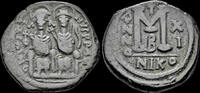 Byzantine follis Justin II & Sophia AE follis Large M -