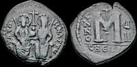 Byzantine follis Justin II & Sophia AE follis Large M -
