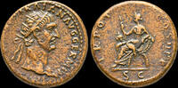 Roman dupondius Trajan AE dupondius Abundantia seated left on chair -
