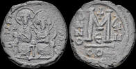 Byzantine follis Justin II & Sophia AE follis Large M -