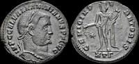 Roman follis Galerius AE follis Genius standing left -