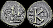 Byzantine half follis Justin II and Sophia AE half follis large K -