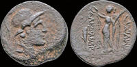 AE18 ca 152-145BC Seleucid Kingdom Seleucid Kingdom Alexander I Balas AE18 Apollo standing left VF+