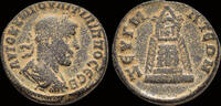 Commagene AE23 Commagene Zeugma Philip II AE23 tetrastyle temple of Zeus -