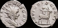 Roman antoninianus Valerian II AR antoninianus Jupiter sitting on Amalthea -