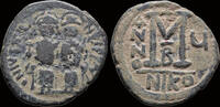 Byzantine follis Justin II & Sophia AE follis Large M -