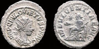 Roman antoninianus Quietus, usurper, billon antoninianus Indulgentia seated left -