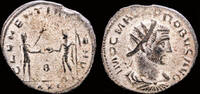 Roman antoninianus Probus billon antoninianus emperor receiving Victory on globe from Jupiter -