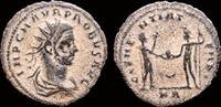 Roman antoninianus Probus billon antoninianus emperor receiving globe from Jupiter -