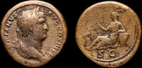 Roman sestertius Hadrian AE sestertius Egypt reclining left -