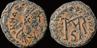 Roman AE nummus Marcian AE nummus monogram in wreath -
