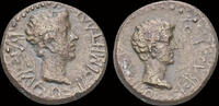 Thrace AE18 Kings of Thrace. Rhoemetalkes I with Augustus AE18 -
