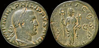 Roman sestertius Philip I AE sestertius Felicitas standing left -