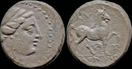 AE19 250-190BC Aeolis Aeolis Kyme AE19- horse pacing right VF+