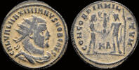 Roman radiatus Maximianus Herculius AE radiatus Jupiter presents Victory on globe -