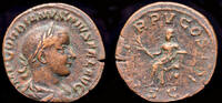 Roman sestertius Gordian III sestertius Apollo seated left -