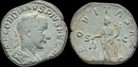 Roman sestertius Gordian III AE sestertius Aequitas standing front -