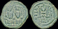 Byzantine follis Justin II & Sophia AE follis Large M -