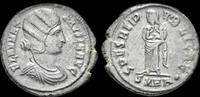 Roman follis Fausta ,Augusta AE follis Fausta standing facing -