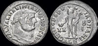 Roman follis Galerius, as Caesar AE silvered follis Genius standing front -