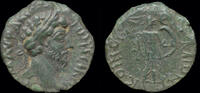Thessaly AE18 Thessaly Koinon Marcus Aurelius AE18 Athena striding right -