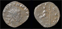 Roman antoninianus Aureolus billon antoninianus Fides seated left -