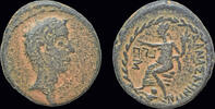 Syria AE22 Syria Coele-Syria Damascus Augustus AE22 Tyche seated left -
