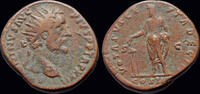 Roman AE dupondius Antoninus Pius AE dupondius Antoninus sacrificing over tripod altar -