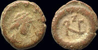 Roman AE nummus Zeno AE nummus monogram within wreath -