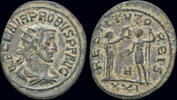 Roman antoninianus Probus AE antoninianus female figure presenting wreath to emperor -