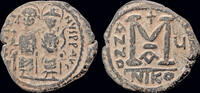 Byzantine follis Justin II & Sophia AE follis Large M -