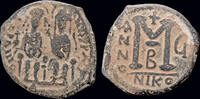 Byzantine follis Justin II & Sophia AE follis Large M -