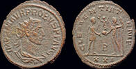 Roman antoninianus Probus AE antoninianus emperor receiving Victory on globe from Jupiter -
