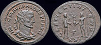Roman AE antoninianus Probus AE antoninianus emperor receiving Victory on globe from Jupiter -