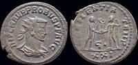 Roman billon Probus billon antoninianus emperor receiving Victory from Jupiter -