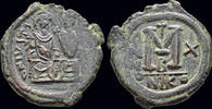 Byzantine follis Justin II & Sophia AE follis Large M -