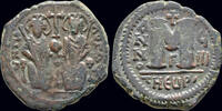 Byzantine AE follis Justin II & Sophia AE follis Large M -