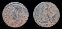 Roman centenionalis Constantine I bronze centenionalis Victory left on prow -