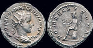 Roman antoninianus Gordian III AR antoninianus Roma seated left -