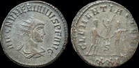 Roman antoninianus Numerian AE antoninianus emperor receiving Victory on globe from Jupiter -