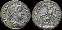 Thrace tetrassarion Thrace Hadrianopolis Gordian III AE tetrassarion Tyche seated left -