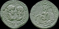 Mesopotamia AE31 Mesopotamia Singara Gordian III with Tranquillina AE31 Tyche seated on rock -