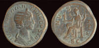 Roman sestertius Julia Mamaea, Augusta sestertius Venus seated left -