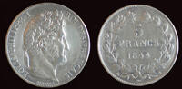 France 5 franc France Louis Philippe I 5 francs 1844A -