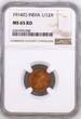 British India 1914 (C) 1 1/12 Anna NGC Graded MS-65 RD