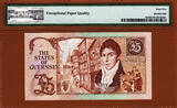 UK (Great Britain) 5 Pounds 1980-89 Guernsey  LOW Serial 000009 Pick-49a PMG 65 Gem UNC
