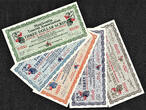 3 Dollar Canada Local Currency MANITOULIN  9 MATCHING Serial SET 1985-1993 UNC